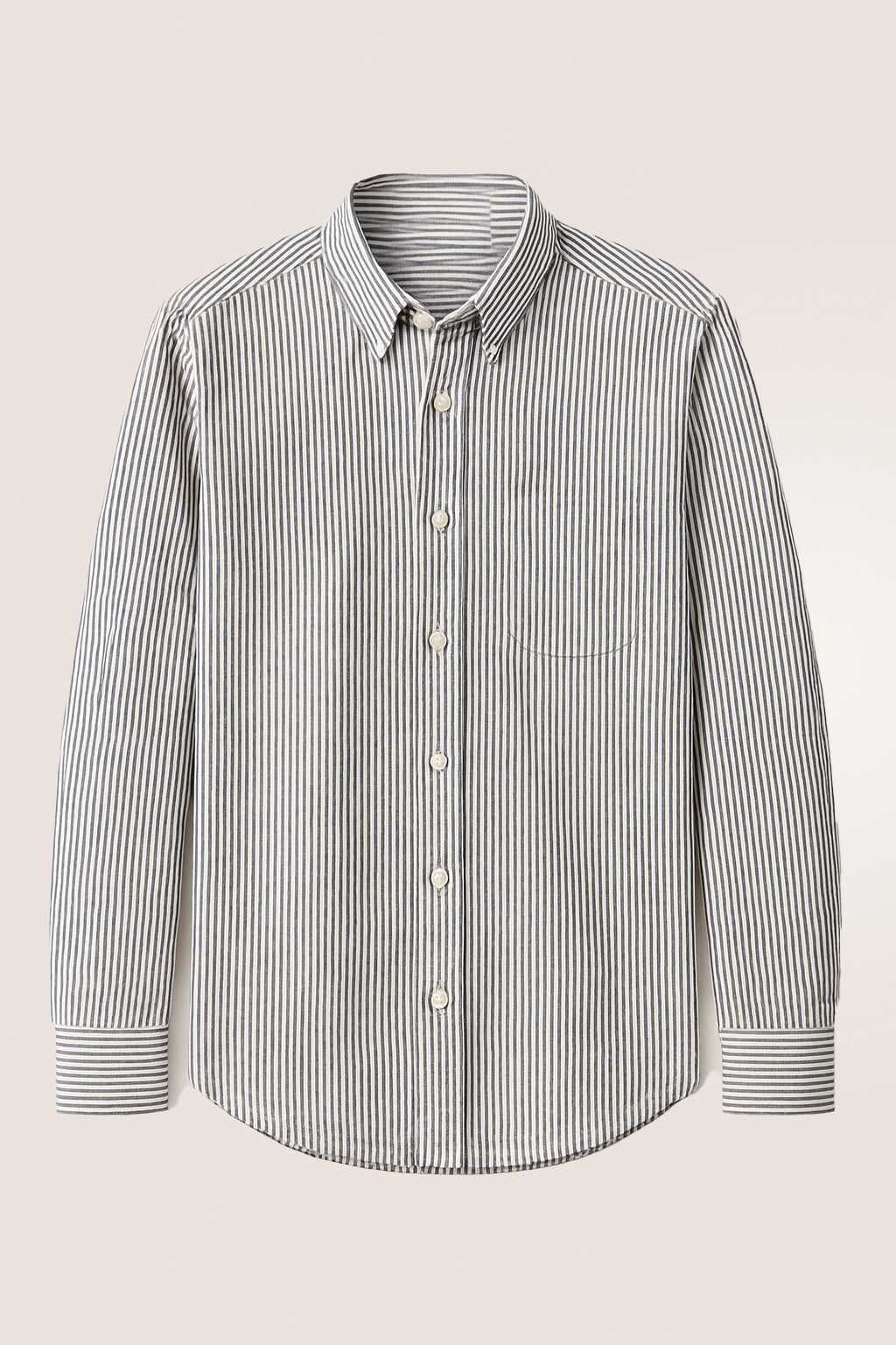 Fine Navy and Cream Micro-Strips Cotton Shirt