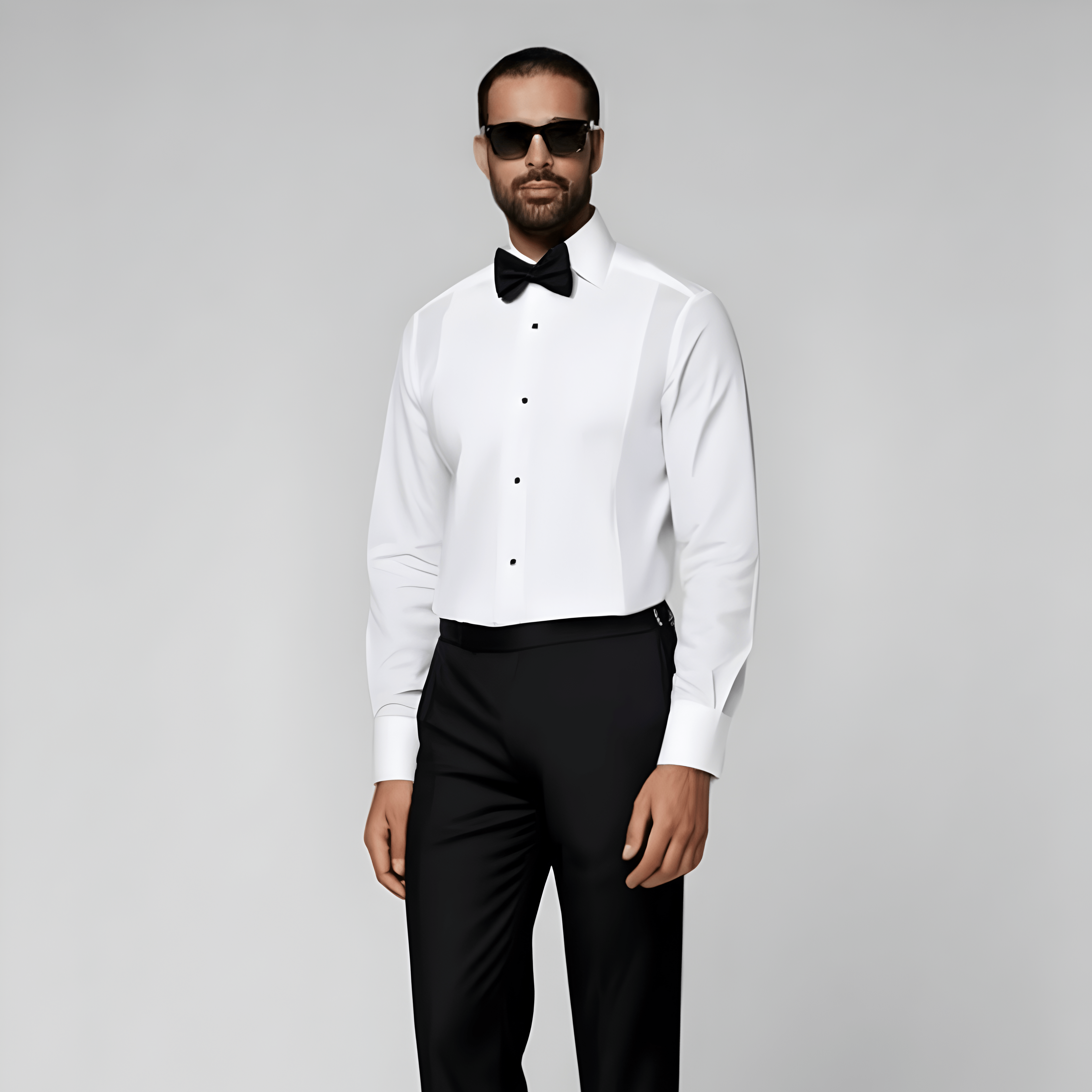 White Plissé Tailored Fit Tuxedo Shirt