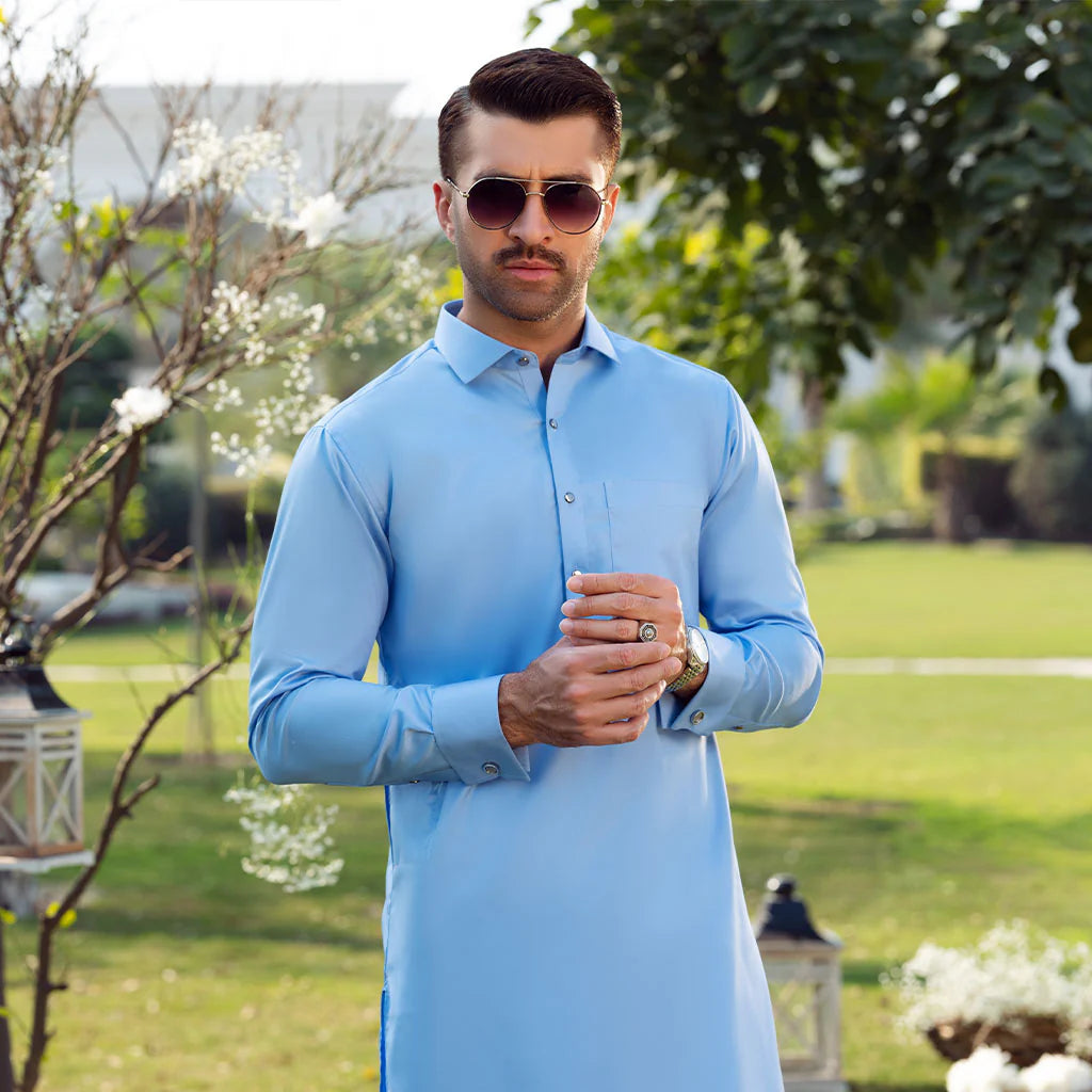 Dawn Blue Kameez Shalwar