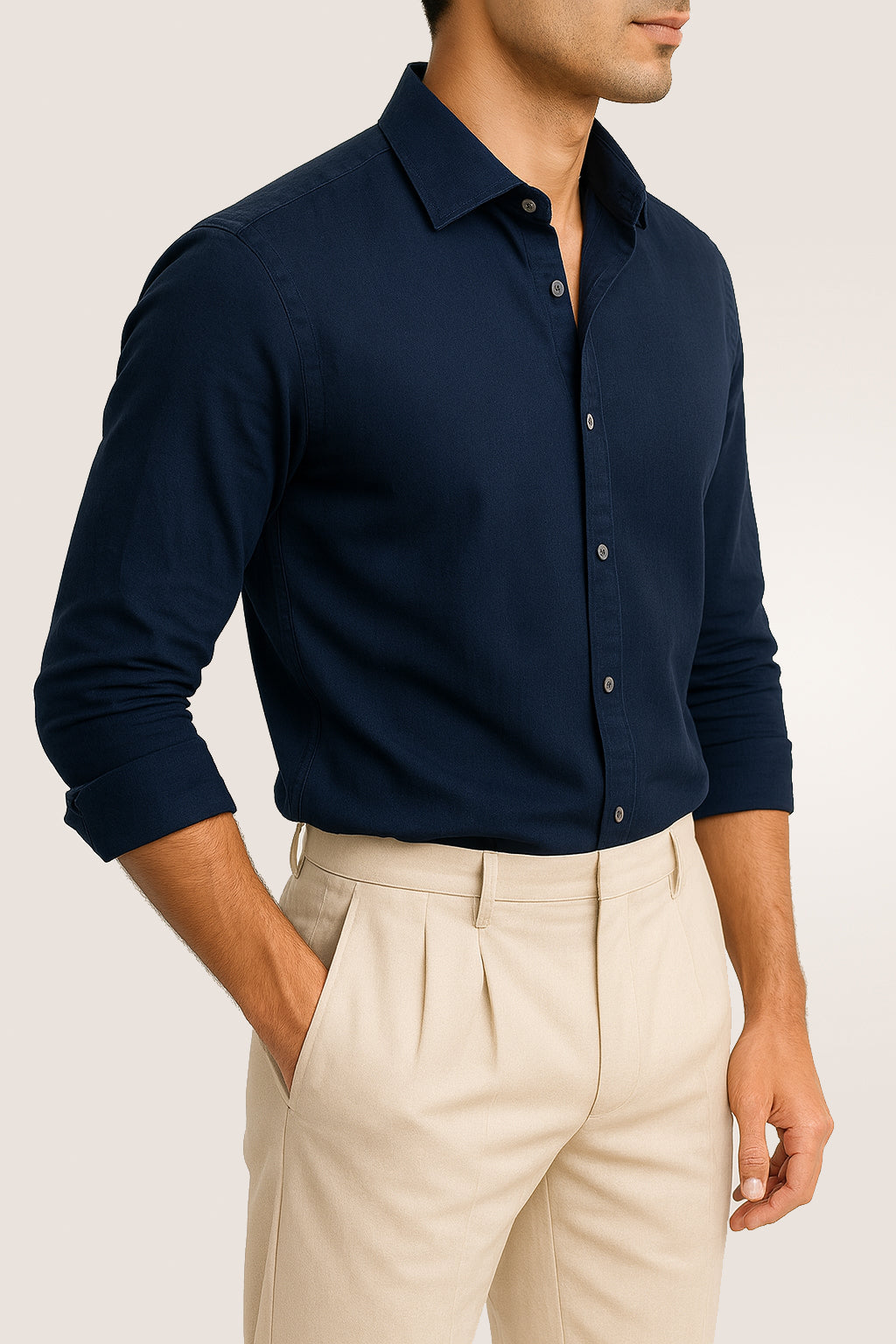 Navy Blue Cotton Shirt