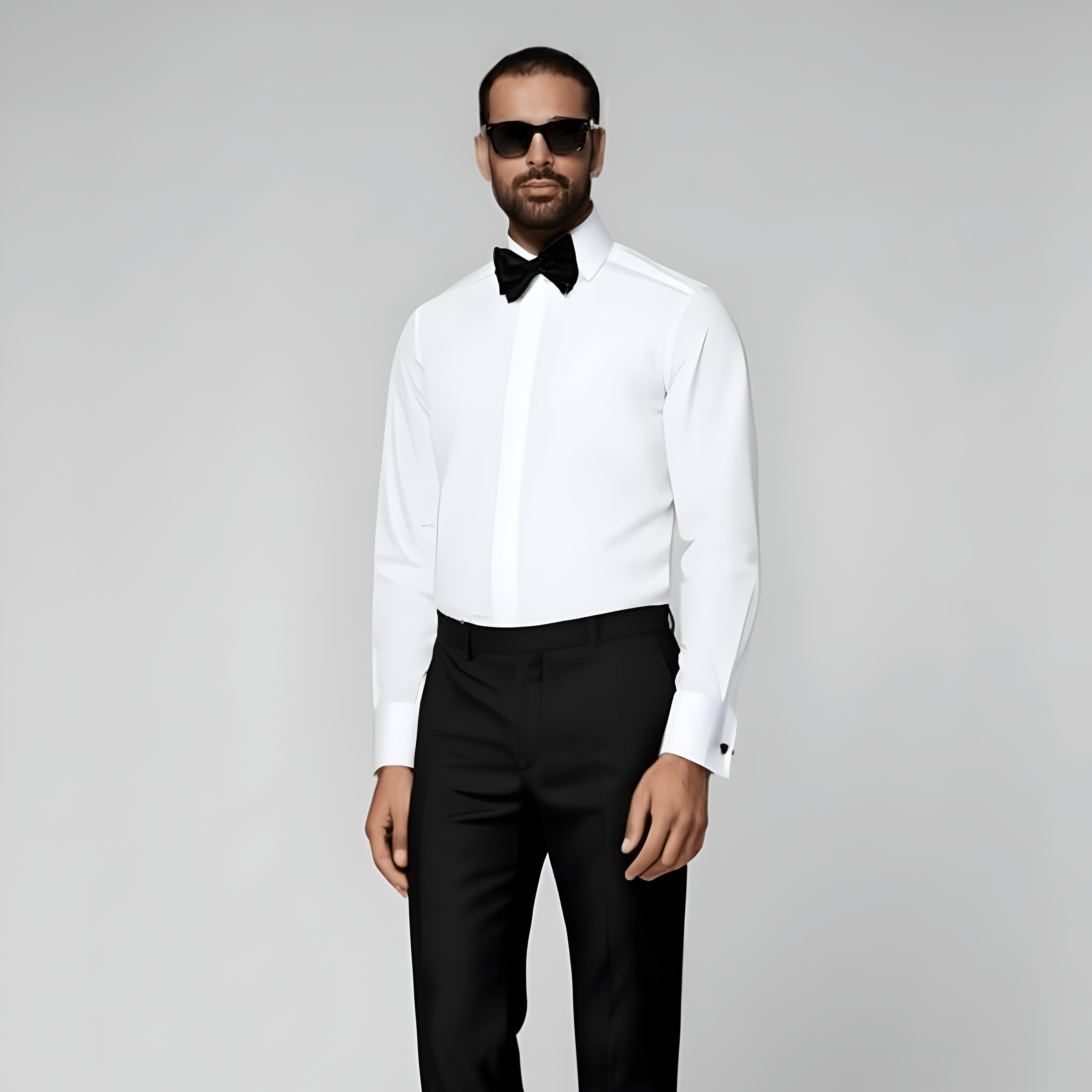 White Piqué Tailored Fit Tuxedo Shirt