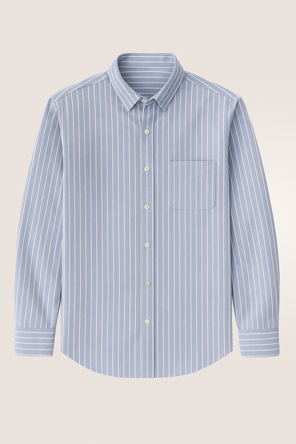 Light Blue With White Pinstrips Cotton Shirt