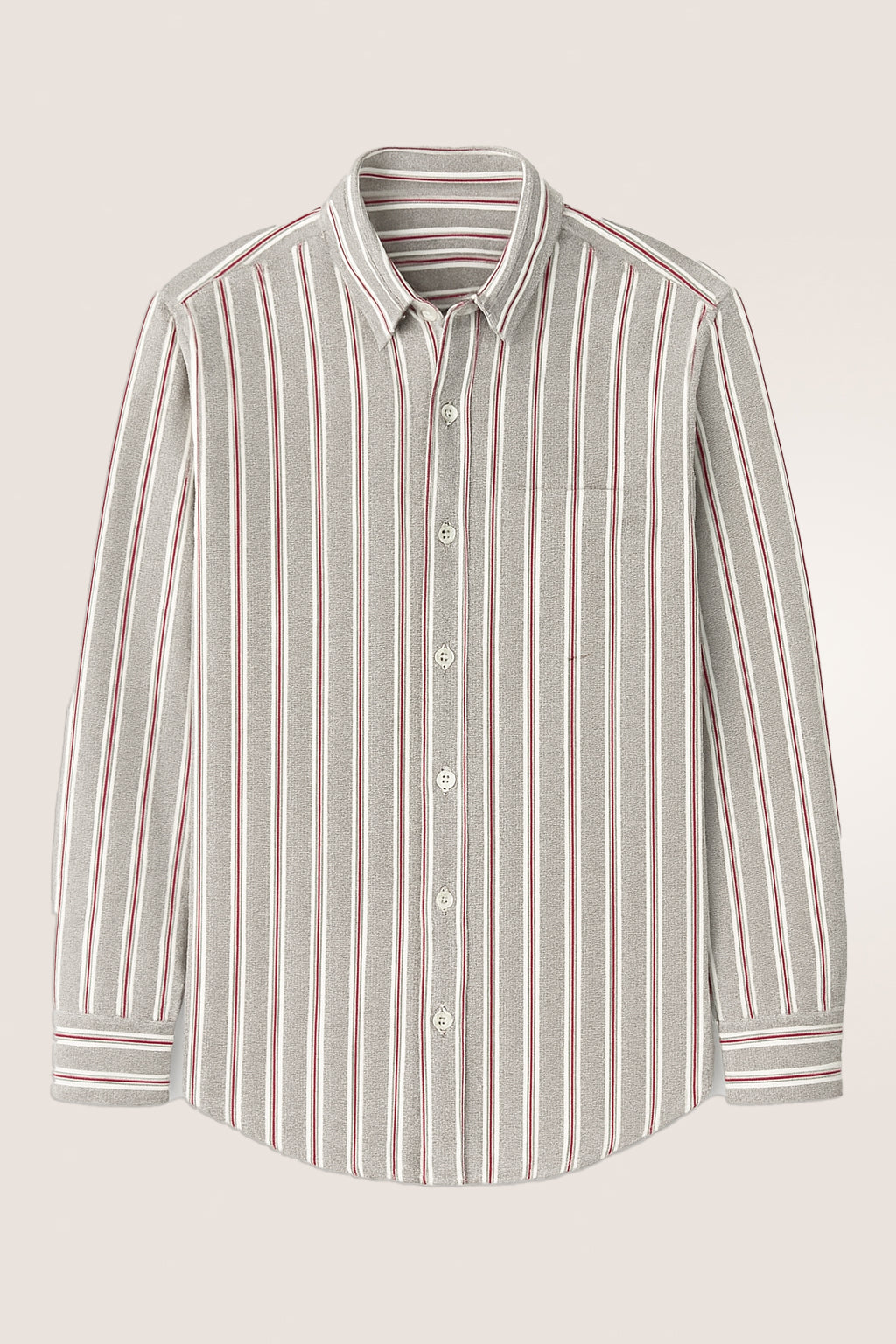 Grey With White and Red Strips Cotton Shirts