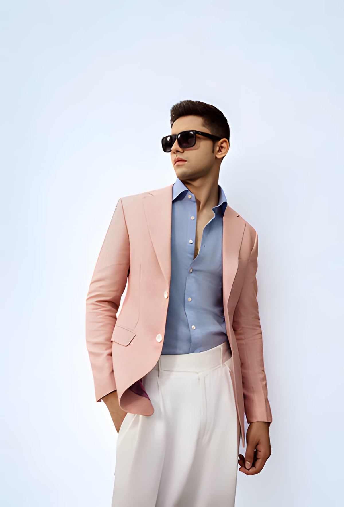 Melange Pink Linen Blazer