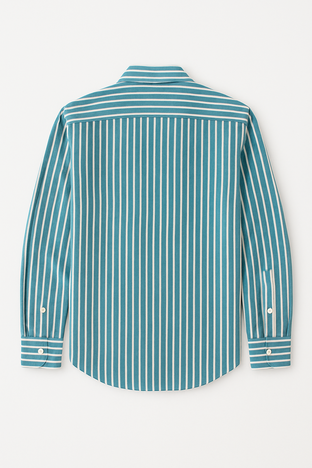 Teal Blue With Cream Strips Cotton Shirt