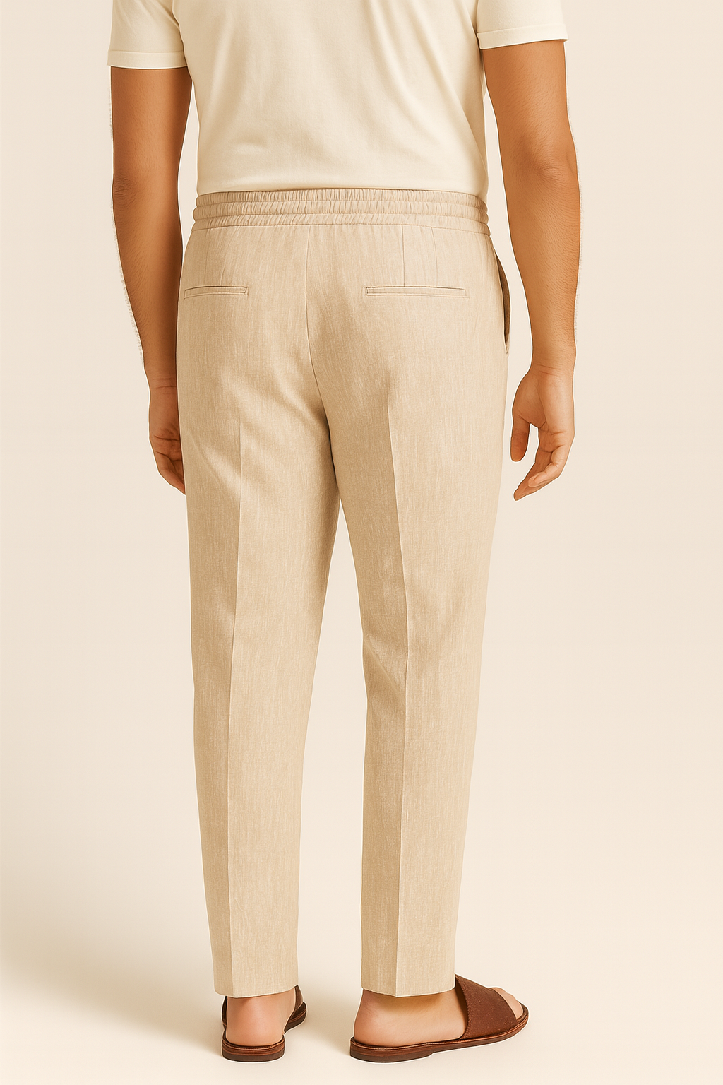 Beige Drawstring Trousers