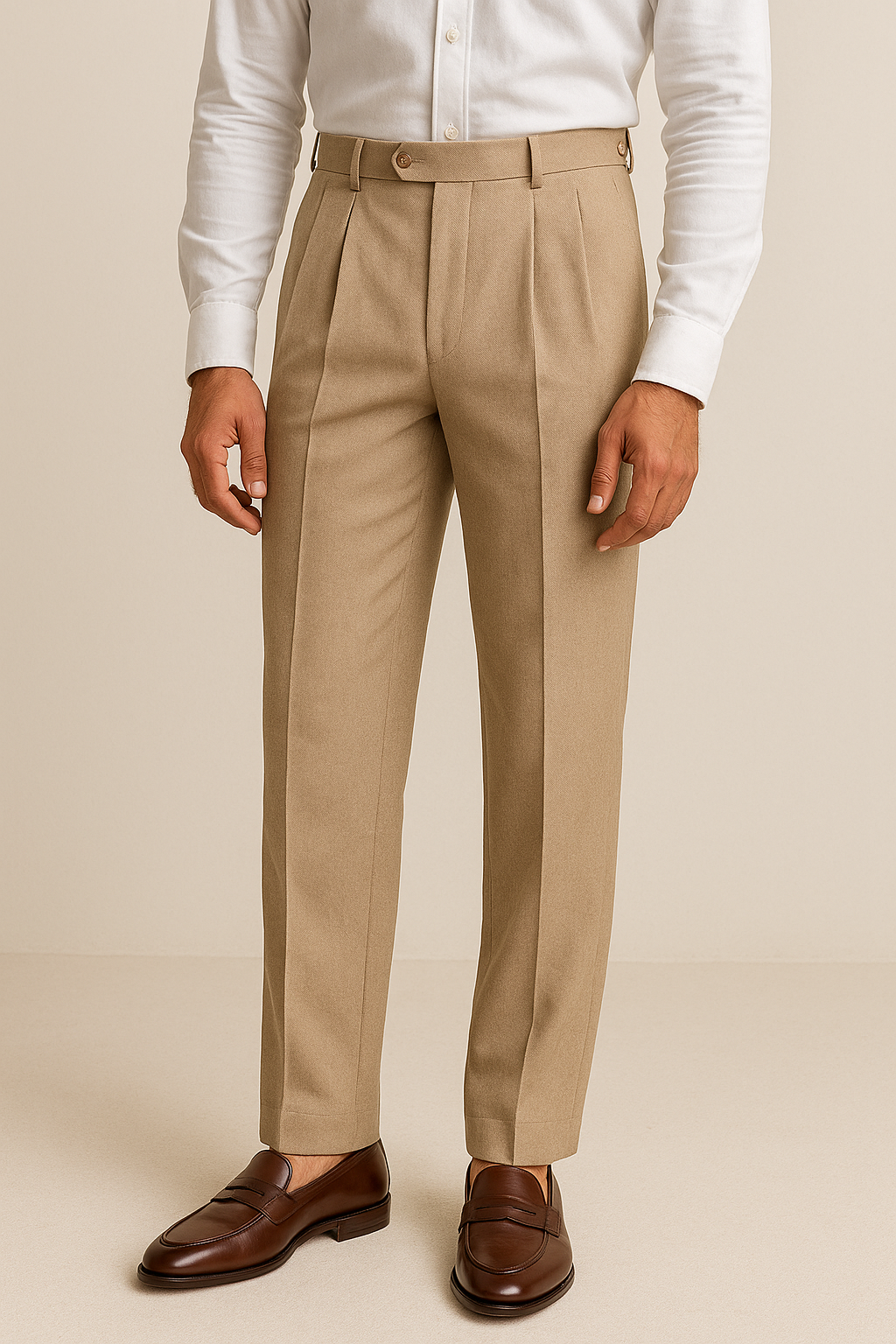 Beige Cotton Pants