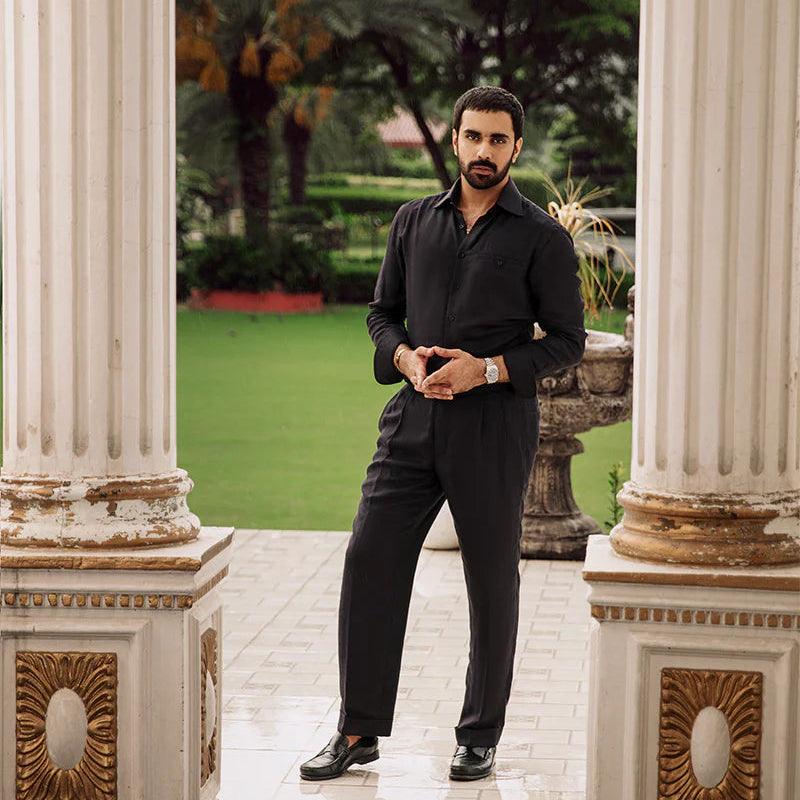Midnight Ascent Black Linen Shirt
