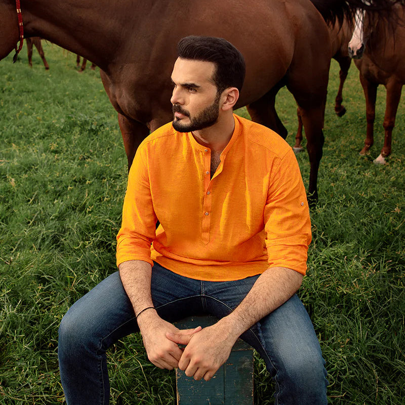 Orange Harvest Hue Kurta Style Shirt