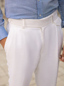 White Double Pleated Gurka Trouser