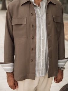 Olive Linen Safari Jacket