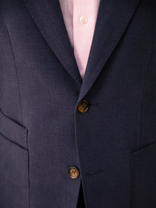 Indigo Crest Navy Blue Double Button Linen Blaze