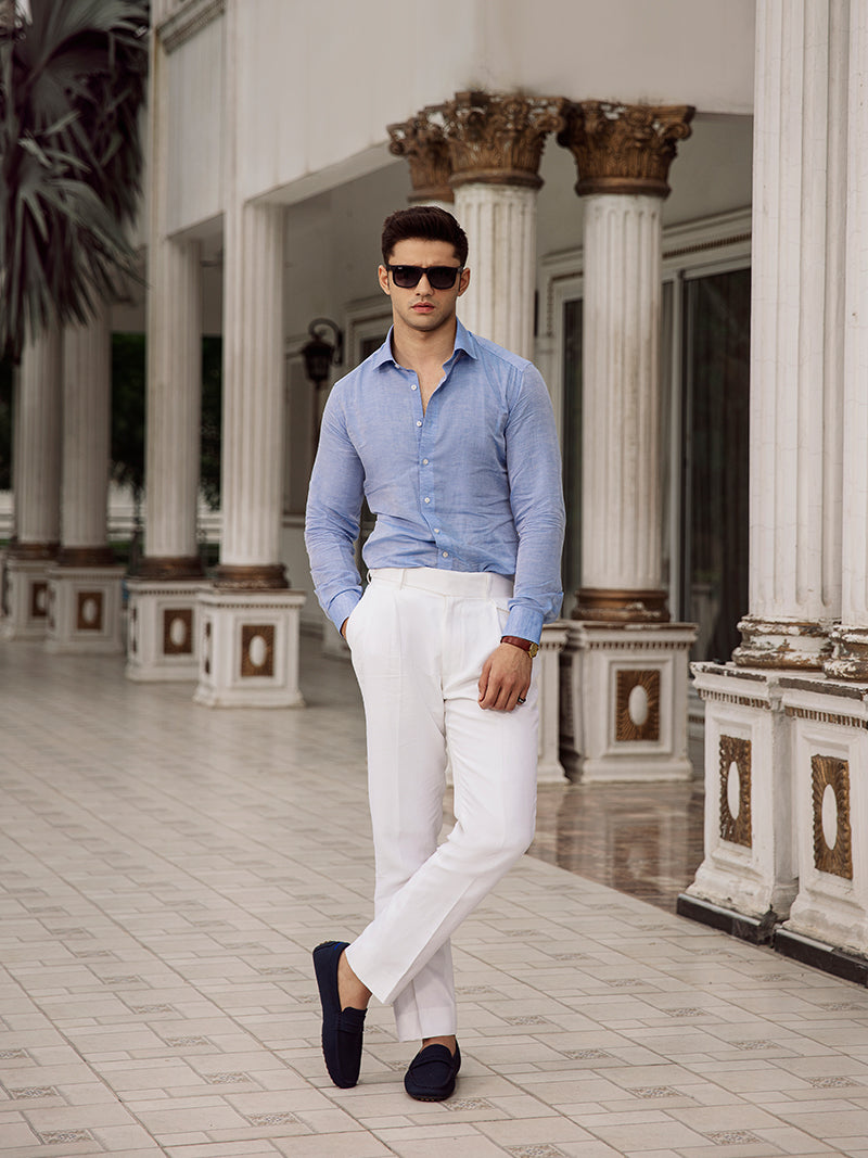 Azure Breeze light blue linen shirt