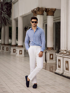 Azure Breeze light blue linen shirt