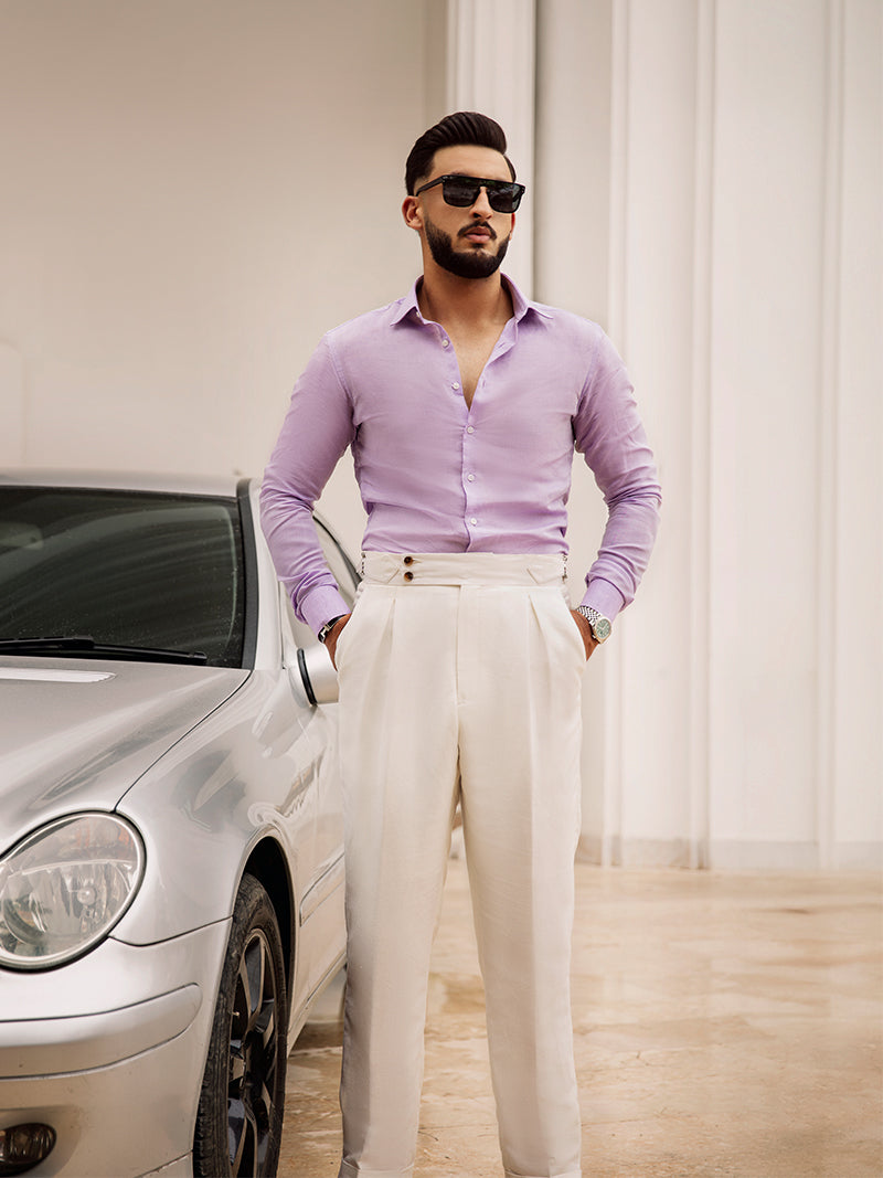 Lavender Mist plain linen shirt