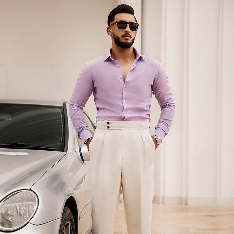 Lavender Mist Plain Linen Shirt