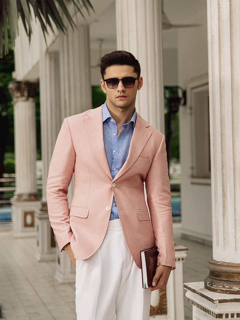 Melange Pink Linen Blazer