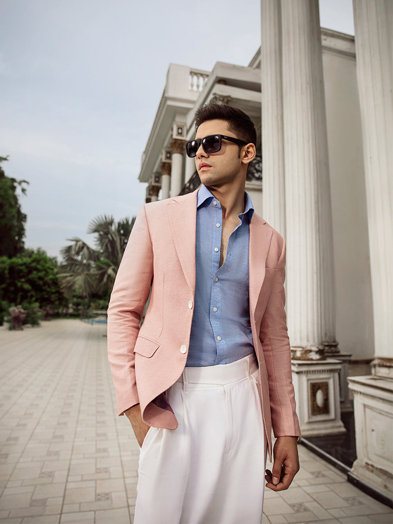 Melange Pink Linen Blazer