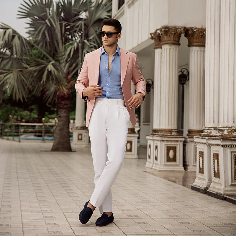 White Double Pleated Gurka Trouser