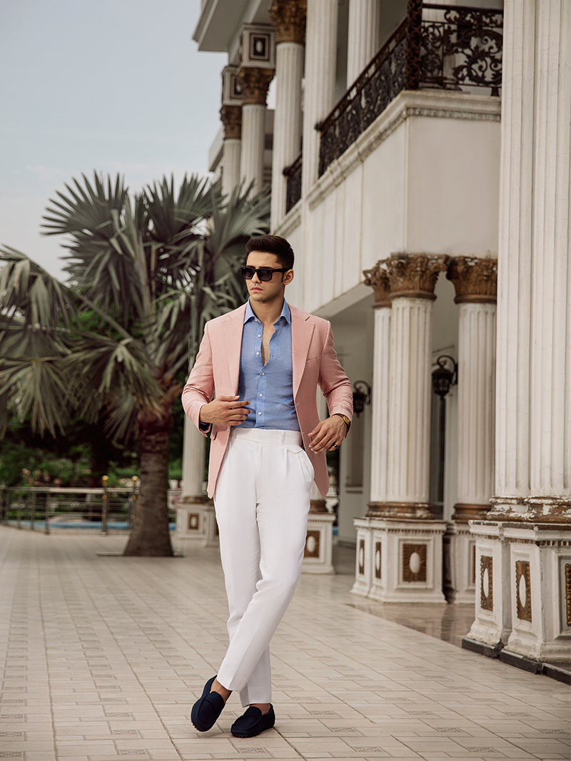 Melange Pink Linen Blazer