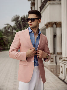 Melange Pink Linen Blazer