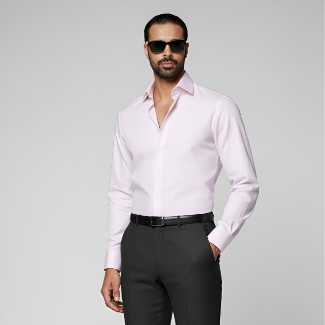Pink Cutaway Collar Shirt