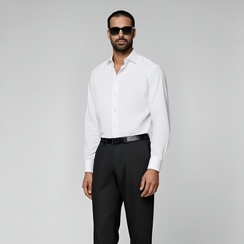 Light Grey Striped Widespread Collar