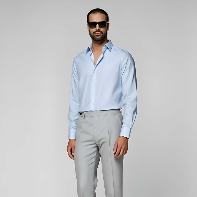 Light Blue Striped Cutaway Collar