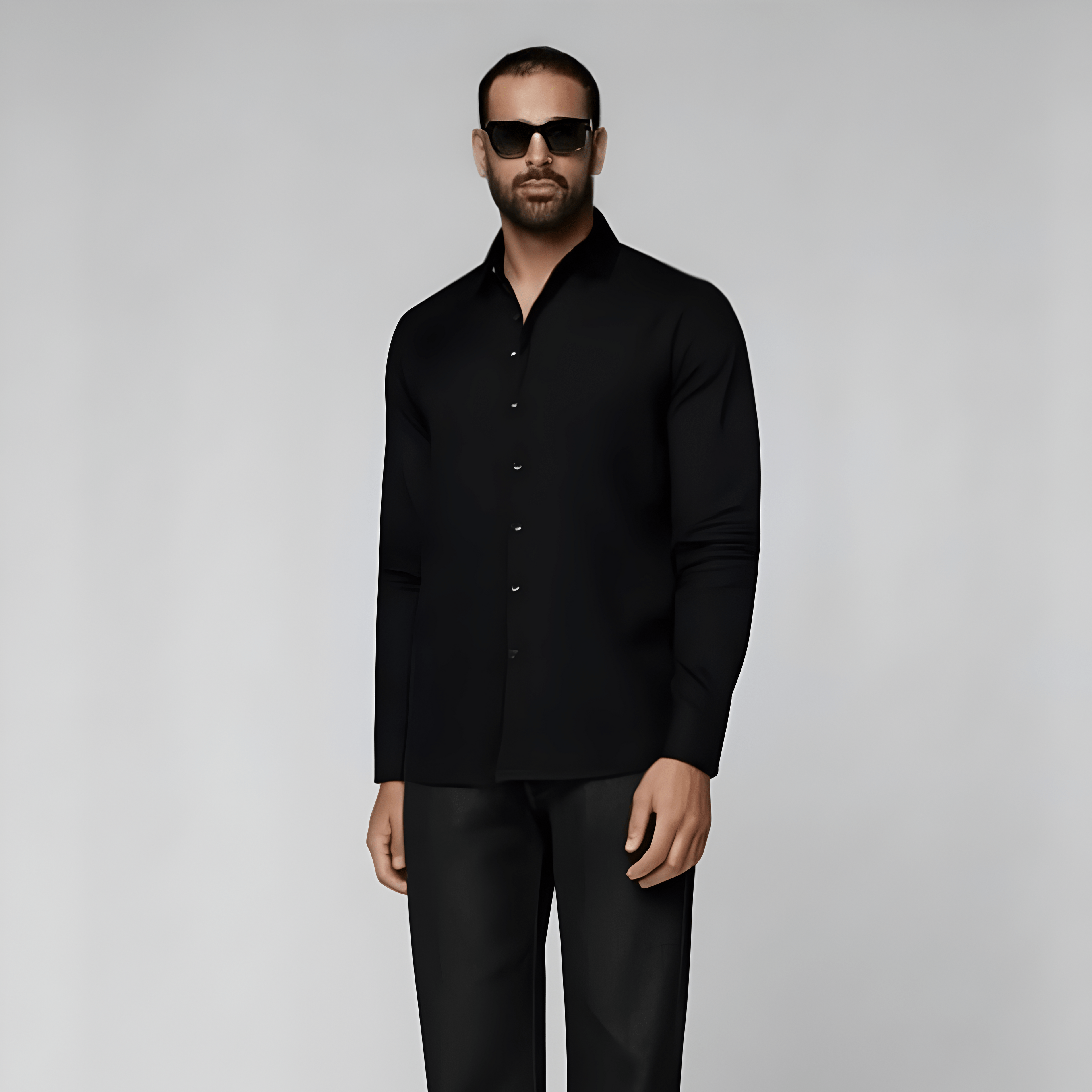 Black Cotton Flannel Shirt