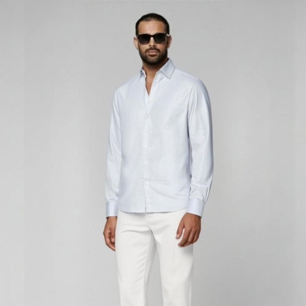 Light Blue Cotton Flannel Shirt