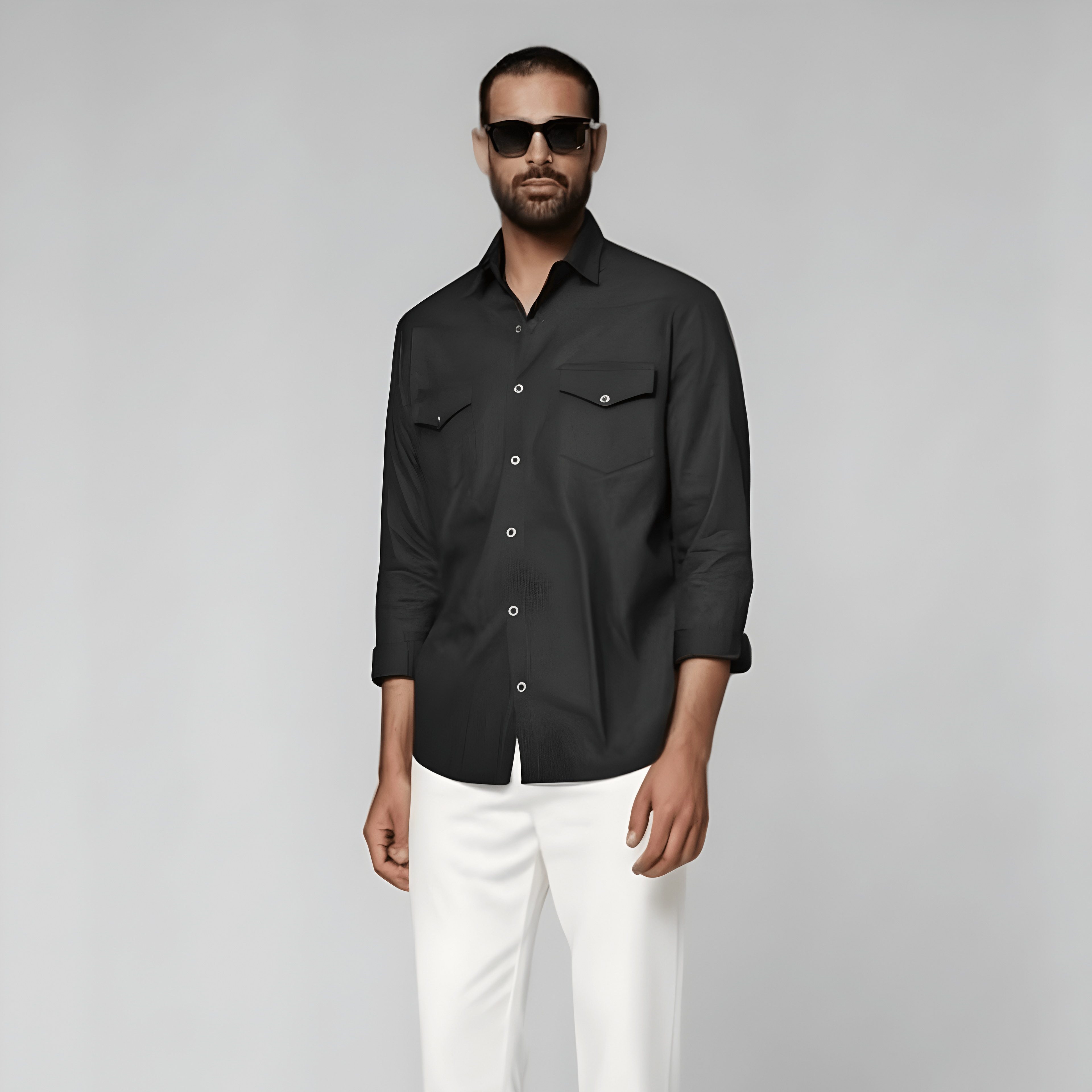 Dark Grey Cotton Flannel Shirt