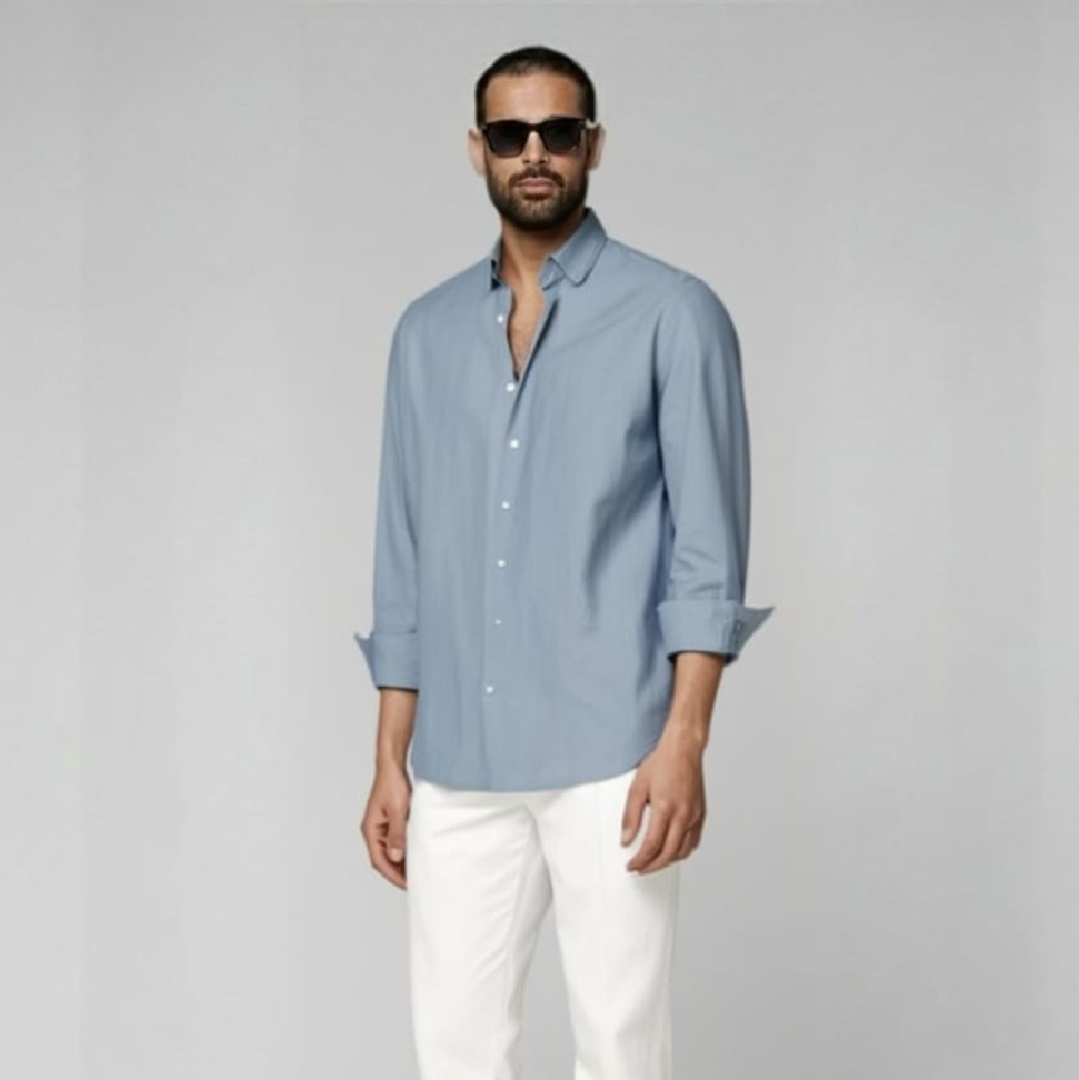 Mid Blue Linen Shirt