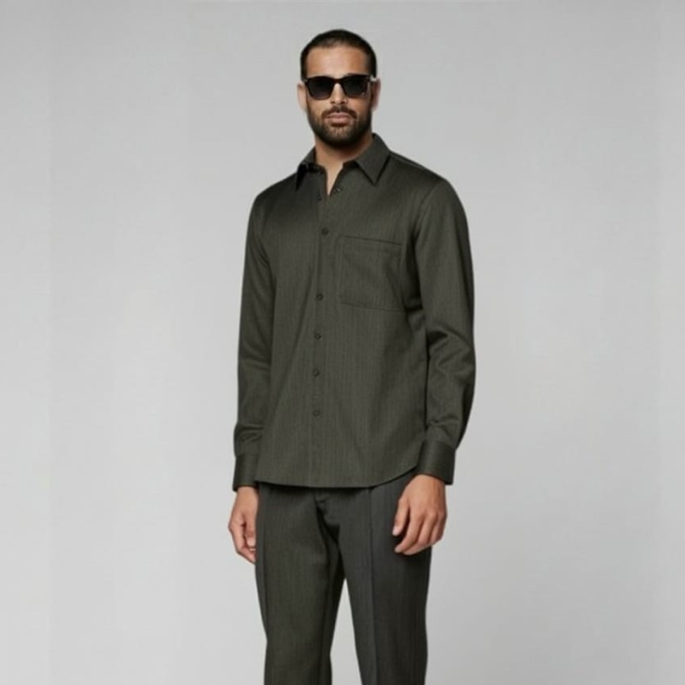 Green Wool Overshirt