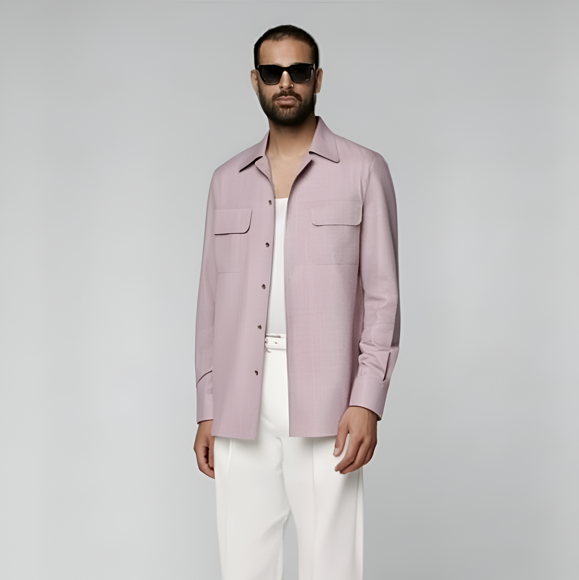 Purple Wool Silk Linen Shirt