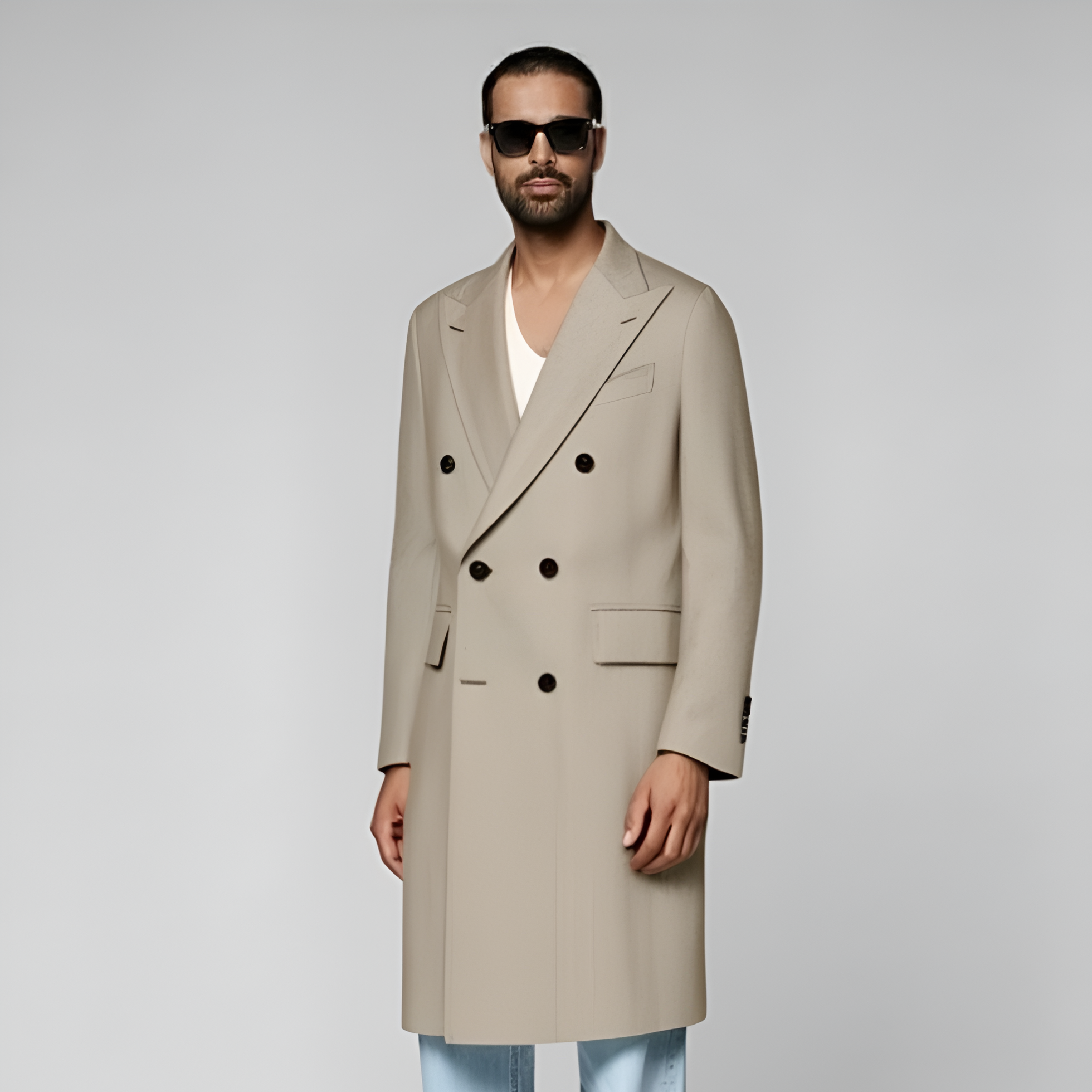 Green Herringbone Overcoat