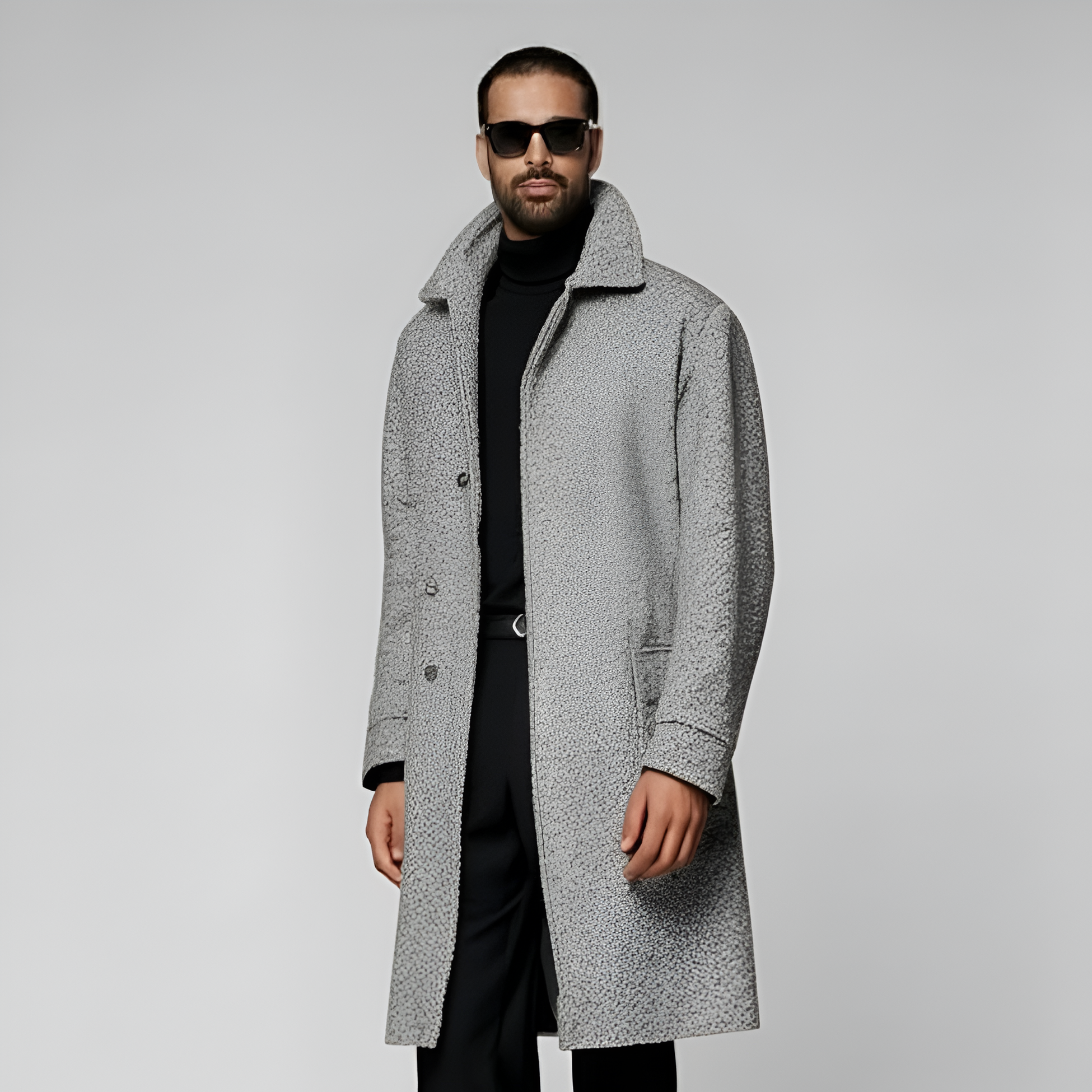 Black Relaxed Raglan Overcoat