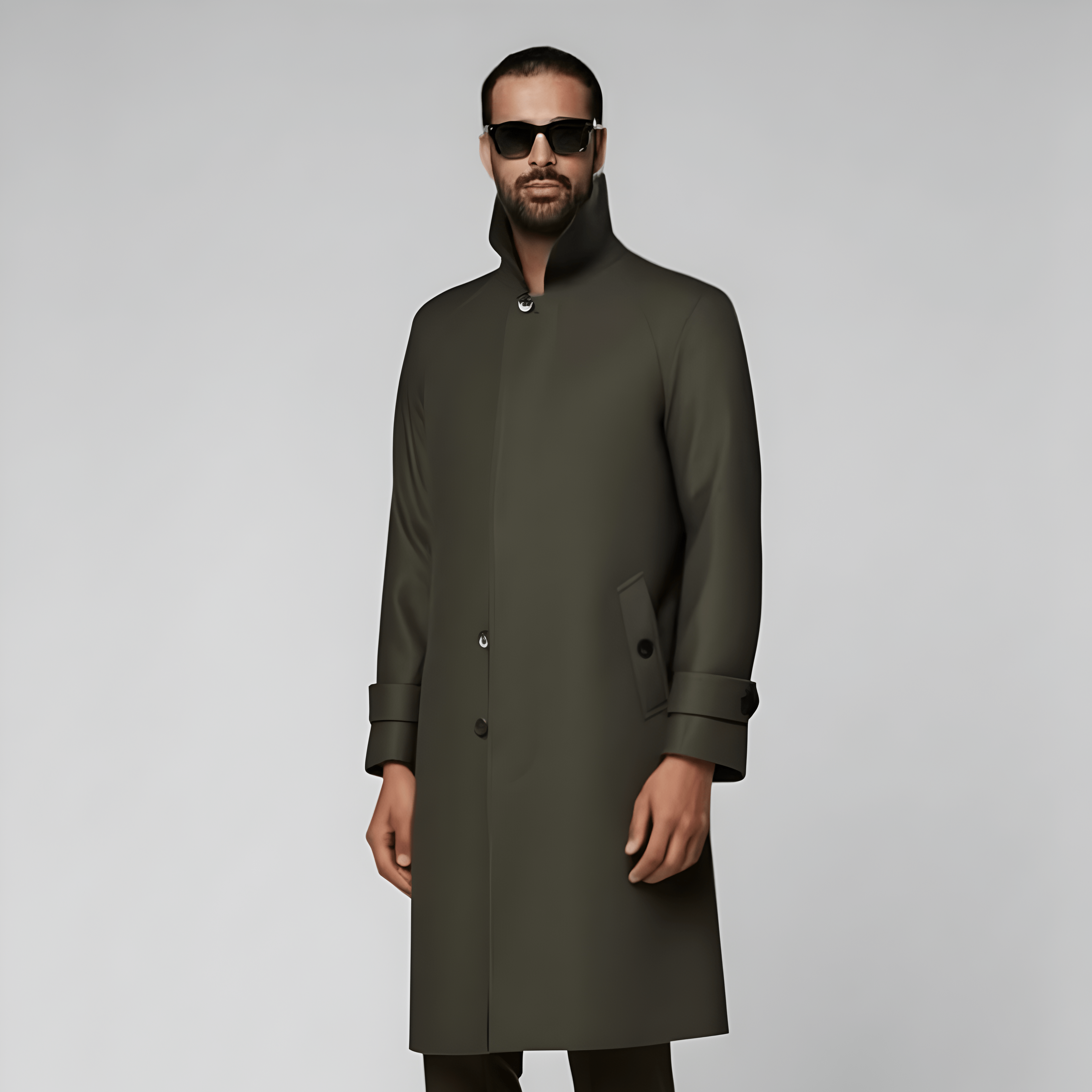 Green Relaxed Raglan Overcoat