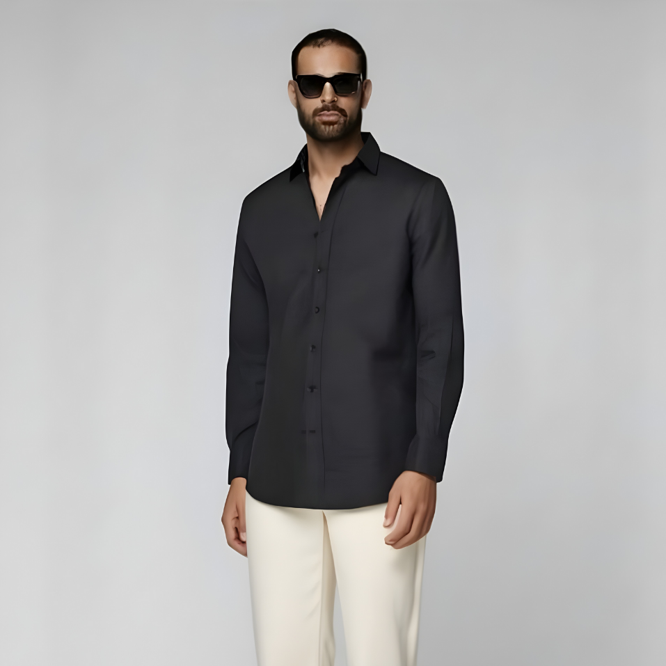 Dark Grey Cotton Flannel Shirt