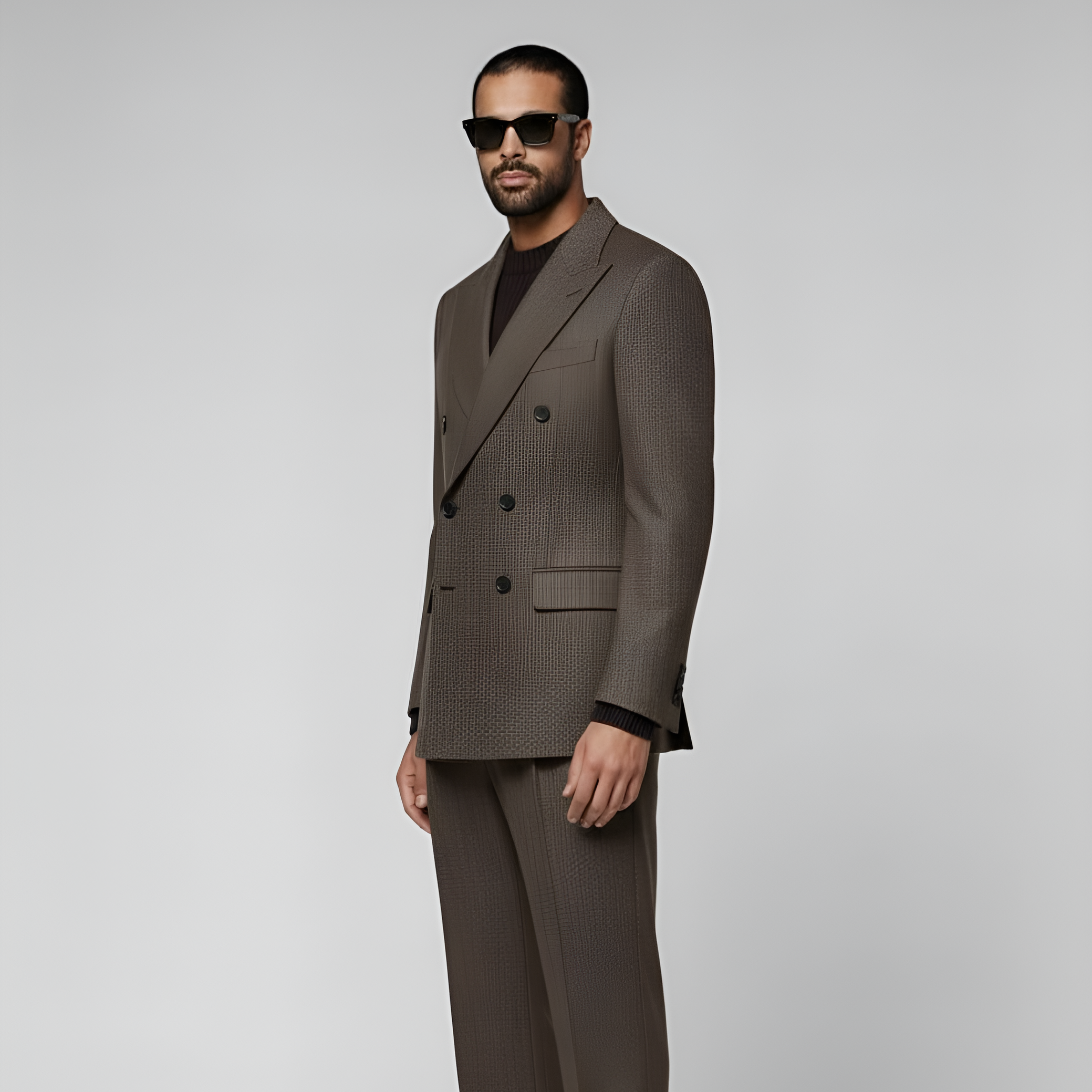 Mid Brown Herringbone Tailored Fit Milano Suit