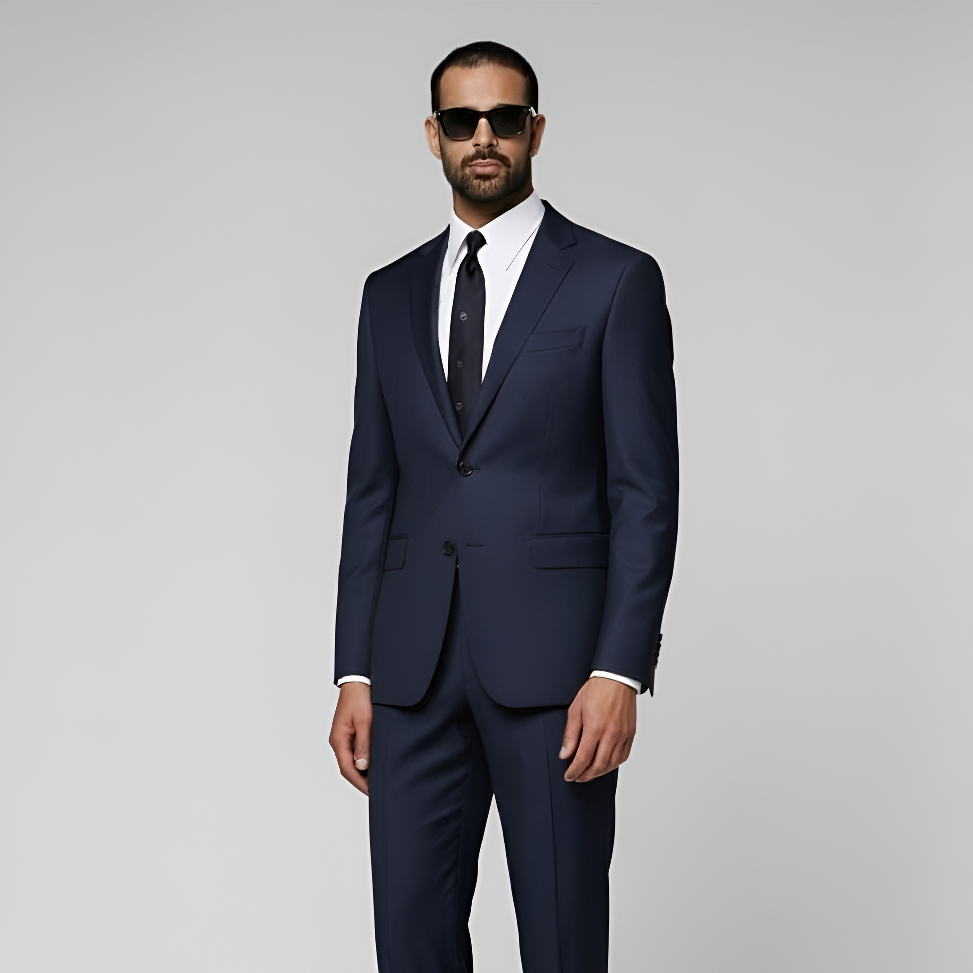 Navy Houndstooth Tailored Fit Havana Suit