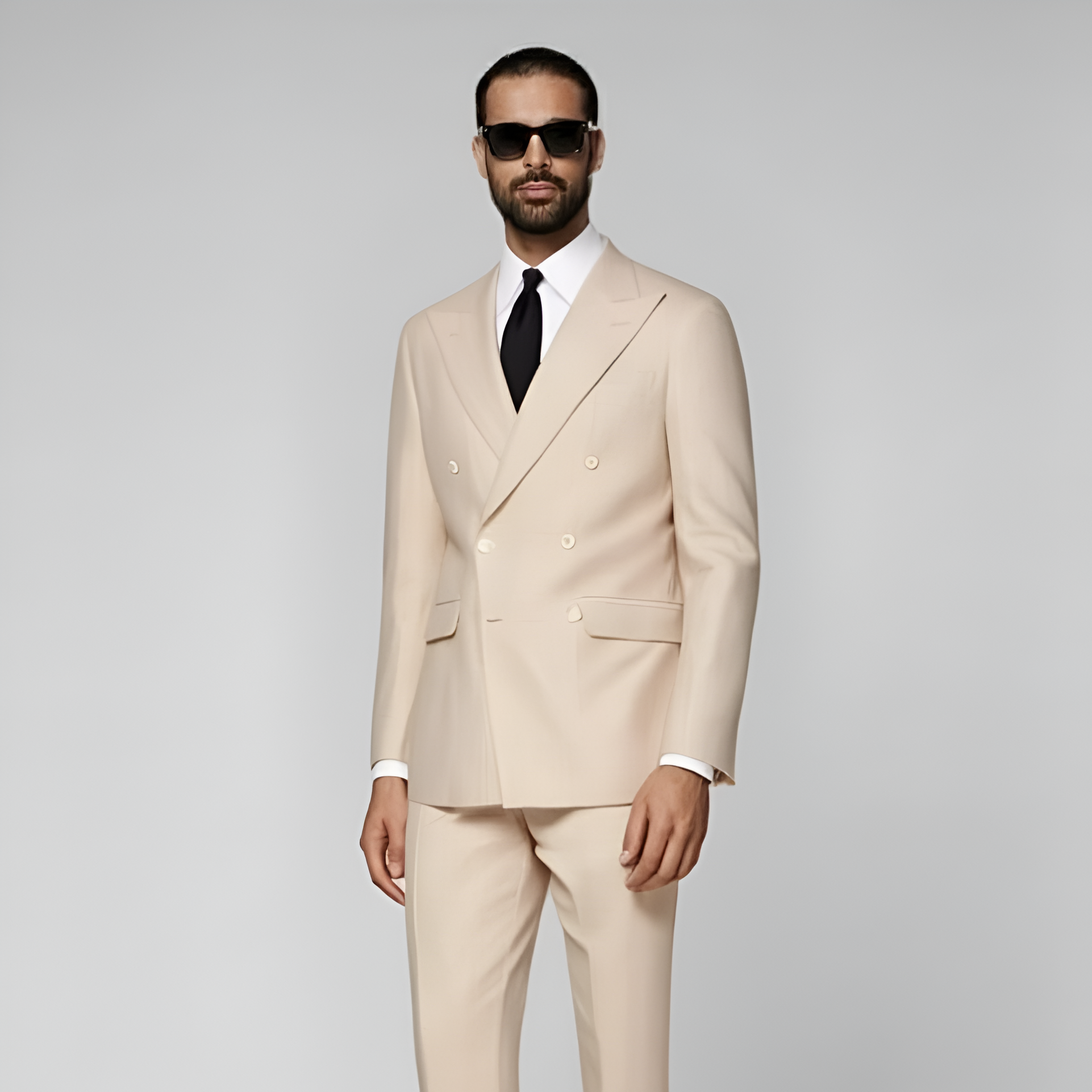 Sand Checked Tailored Fit Havana Suit