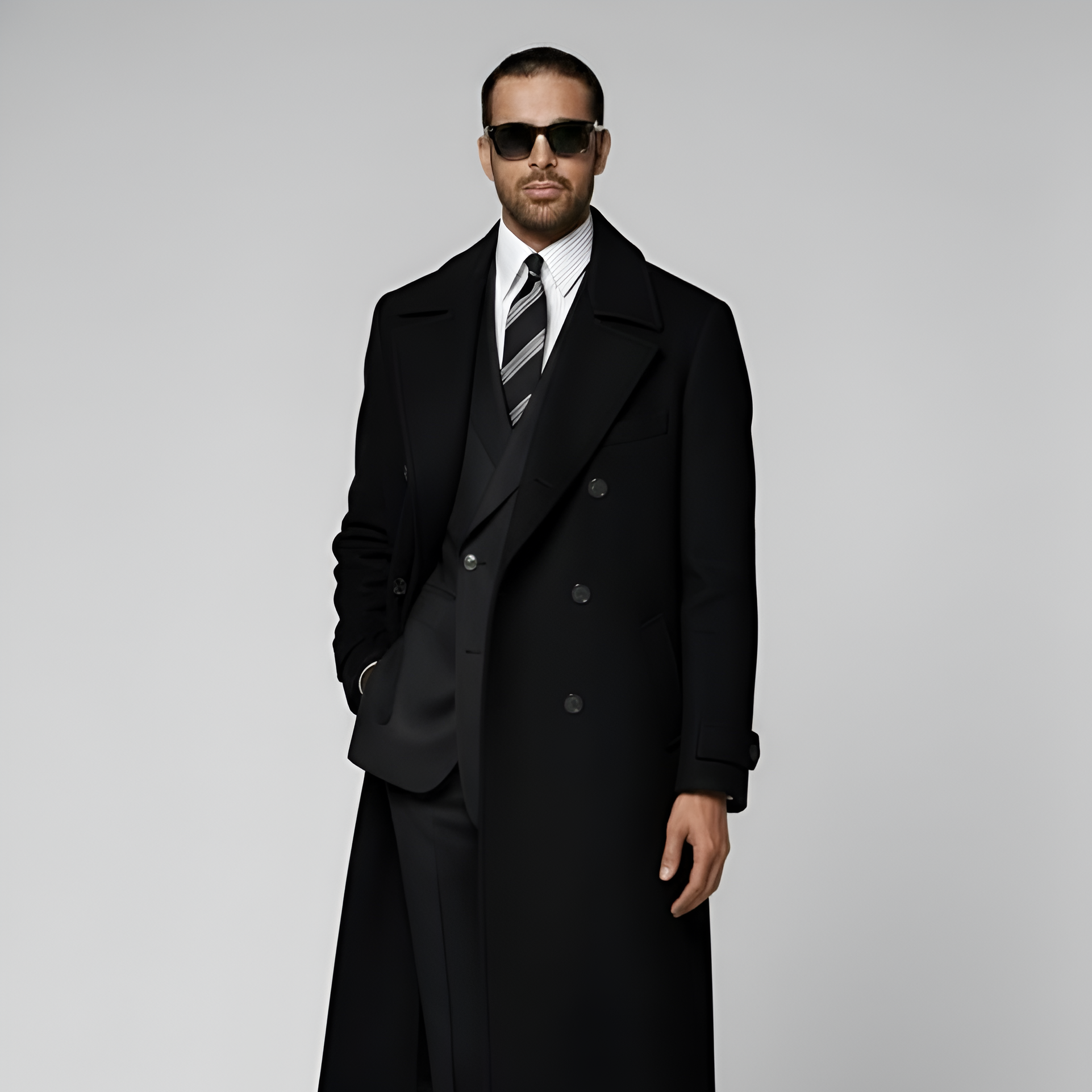 Black Belted Overcoat