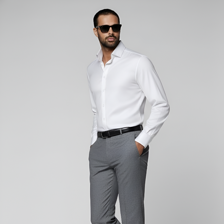 White Widespread Collar Shirt