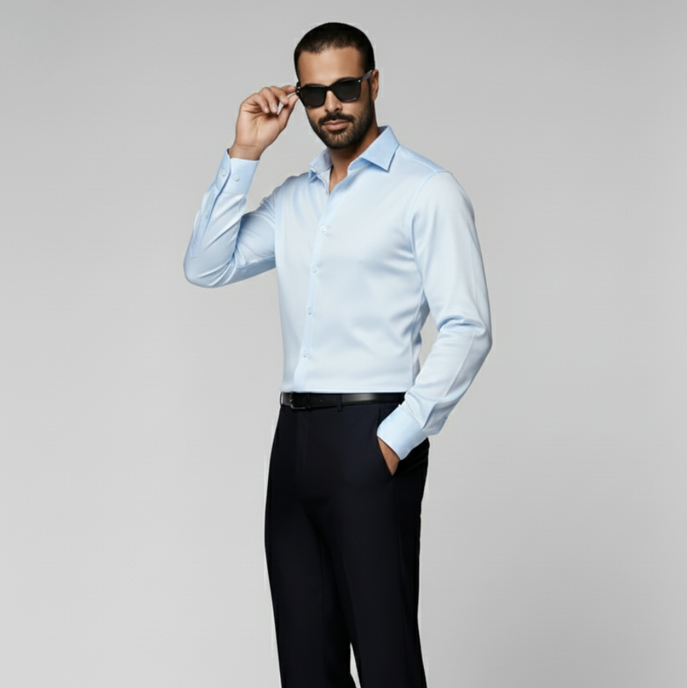 Light Blue Widespread Collar Shirt