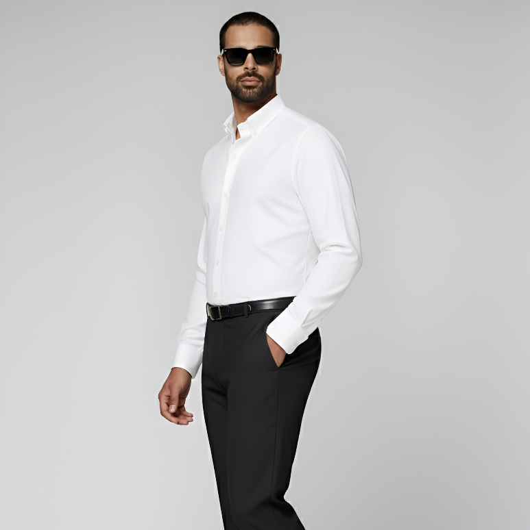 White Widespread Collar Shirt