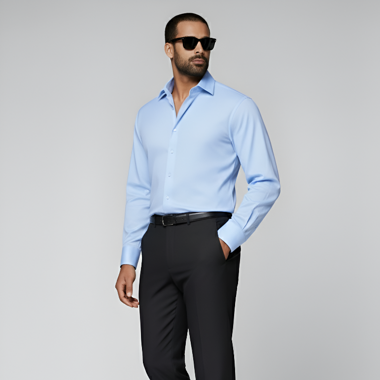 Light Blue Widespread Collar Shirt