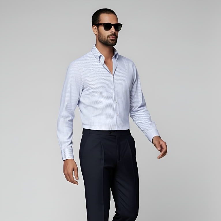 White Striped Classic Collar Shirt