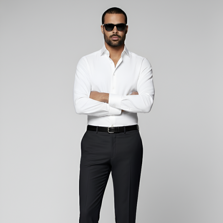 White Widespread Collar Shirt