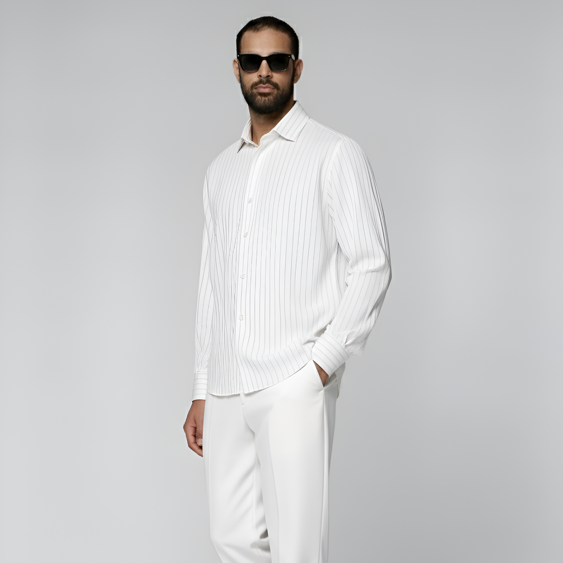 Off White Stripes Lyocell Shirt