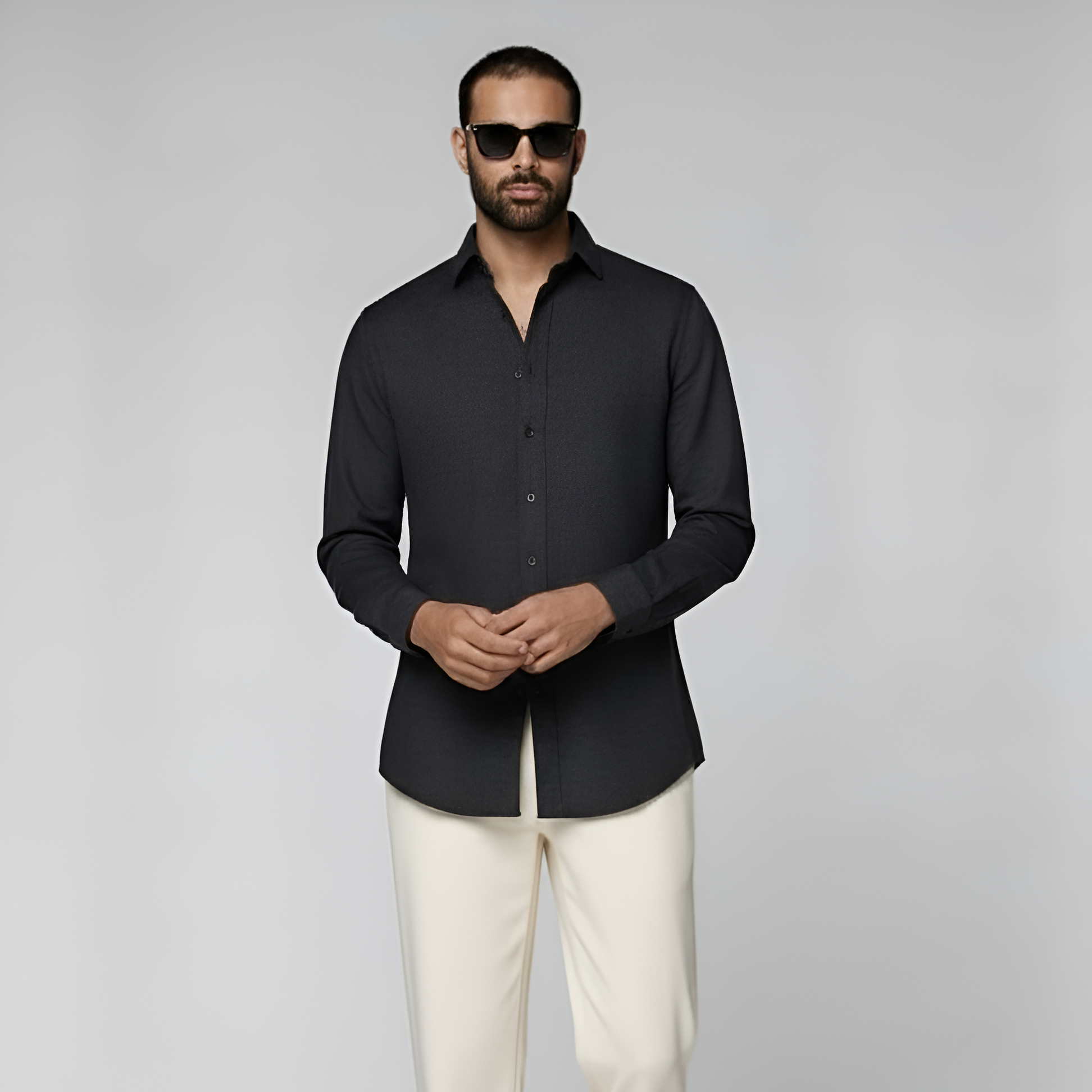 Dark Grey Cotton Flannel Shirt